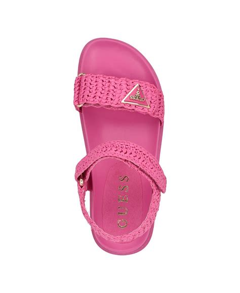 GUESS Women's Fabrica Open Toe Slide Footbed Raffia .